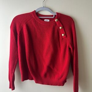 J Crew Red Button-Detail Women's Sweater